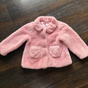 Hanna Andersson pink teddy bear fur coat